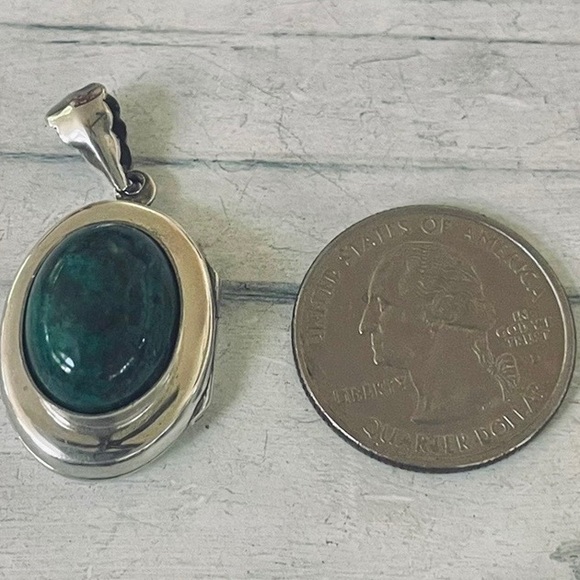 Stamped 925 green agate locket pendant - Picture 5 of 7